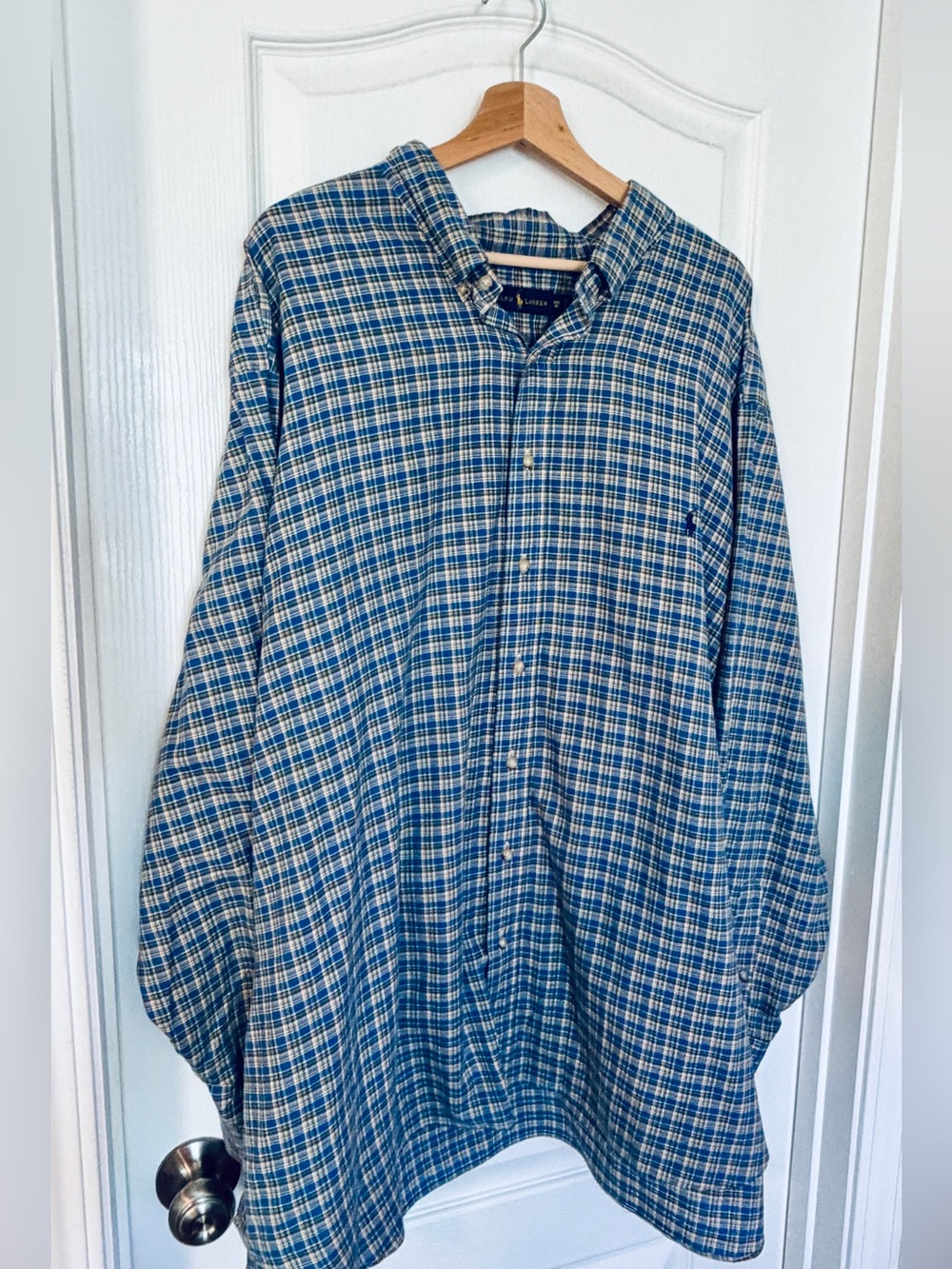 Ralph Lauren Blue and Green Plaid Button-Down Shirt 4XL